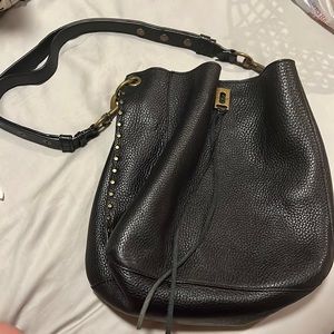Rebecca Minkoff Black Hobo Shoulder Bag with antique gold hardware